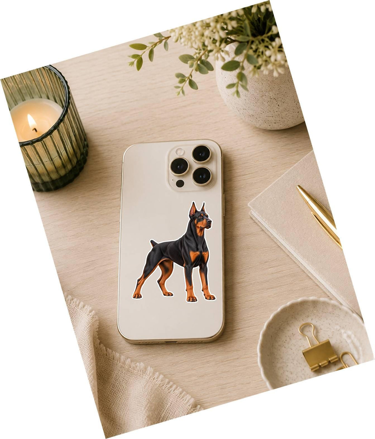 Doberman Pinscher Sticker, Doberman Dog Vinyl Decal, Waterproof Laminated Dog Sticker st 173