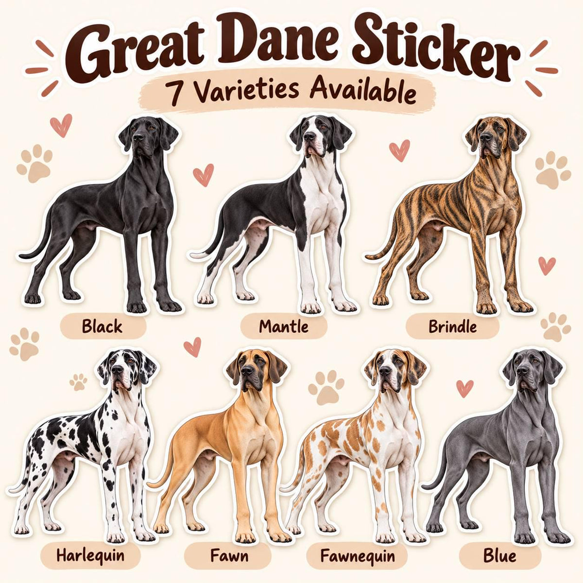 Great Dane Sticker, Great Dane Dog Vinyl Decal, Waterproof Laminated Dog Sticker st 174