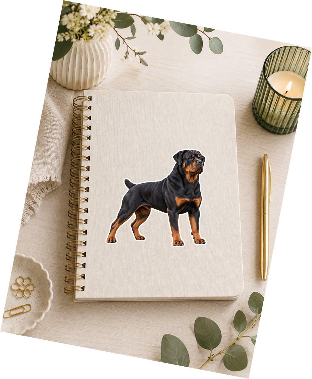 Rottweiler Sticker, Rottie Dog Vinyl Decal, Waterproof Laminated Dog Sticker ST 175