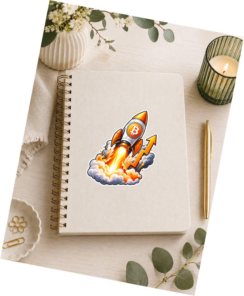Bitcoin Rocket Sticker, Crypto Bull Market Vinyl Decal, BTC Moon Sticker ST 133