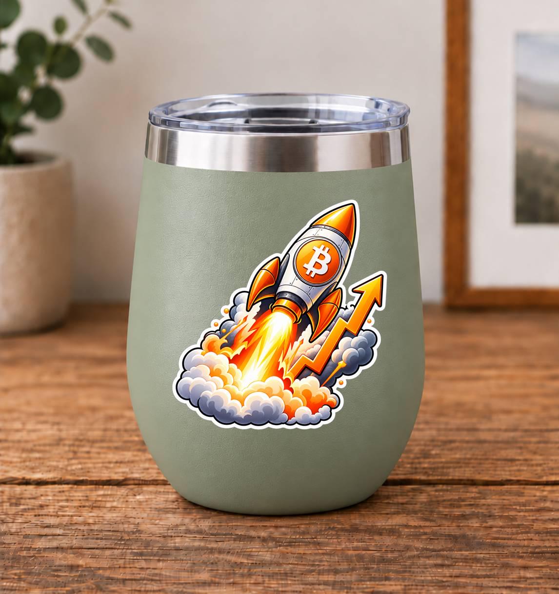 Bitcoin Rocket Sticker, Crypto Bull Market Vinyl Decal, BTC Moon Sticker ST 133