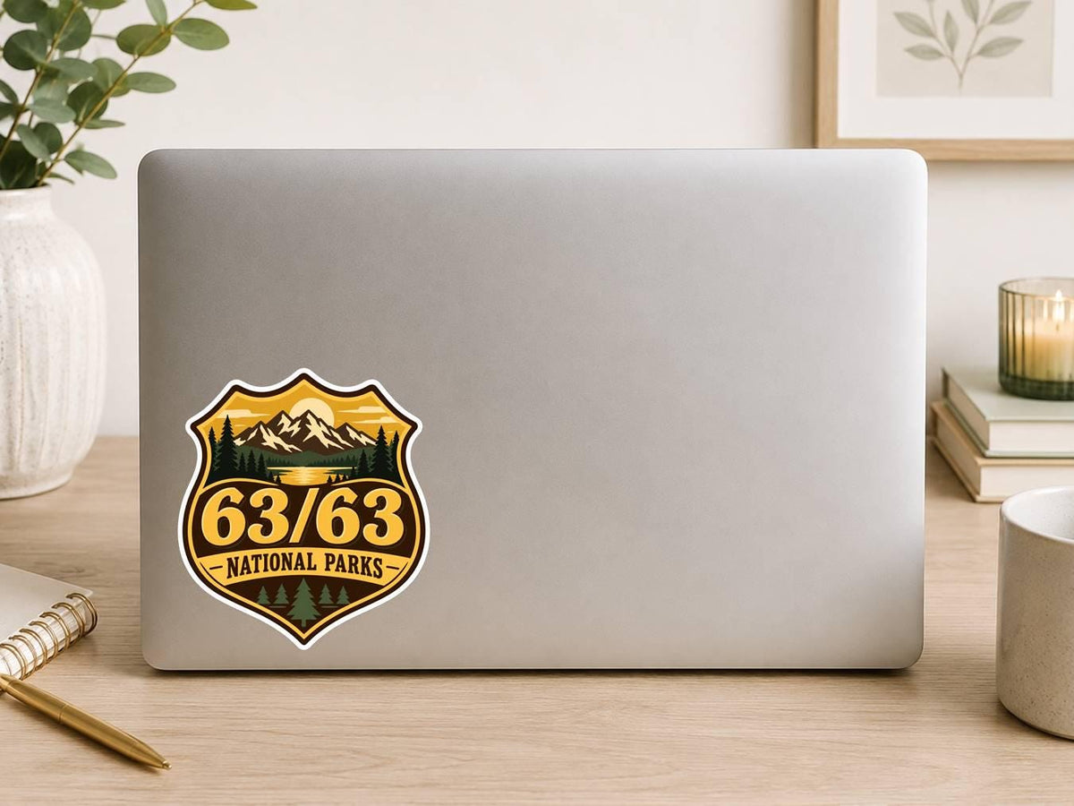 63/63 National Parks Sticker, All 63 Parks Decal, National Park Lover Gift, Hiking Travel Sticker ST 160