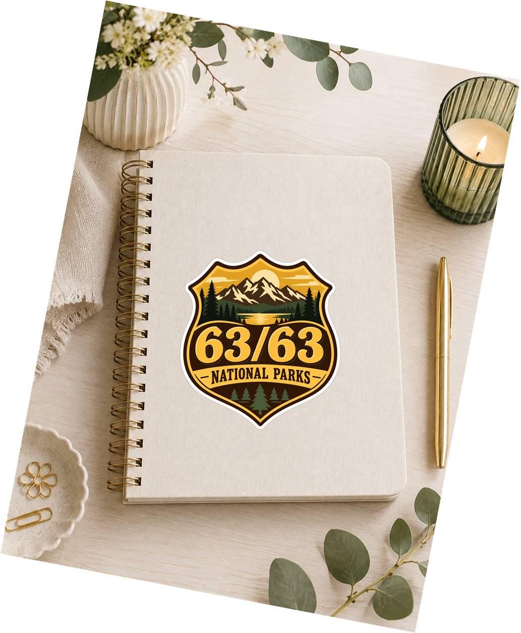 63/63 National Parks Sticker, All 63 Parks Decal, National Park Lover Gift, Hiking Travel Sticker ST 160