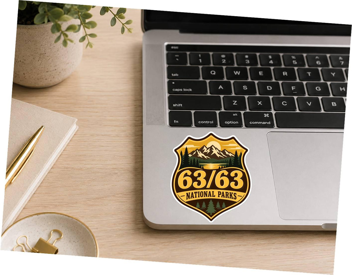 63/63 National Parks Sticker, All 63 Parks Decal, National Park Lover Gift, Hiking Travel Sticker ST 160
