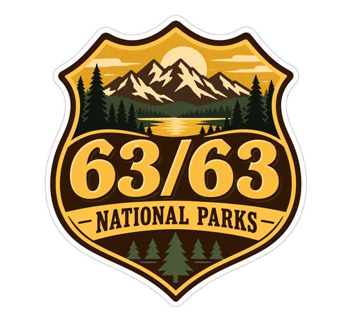 63/63 National Parks Sticker, All 63 Parks Decal, National Park Lover Gift, Hiking Travel Sticker ST 160