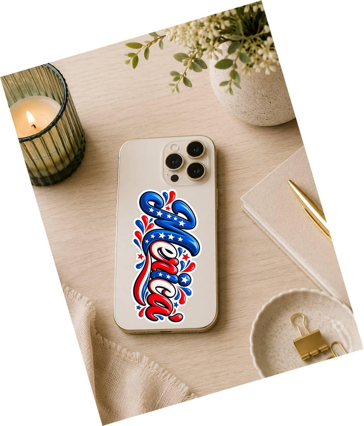Merica Sticker, Patriotic USA Vinyl Decal, Red White Blue American Sticker ST 185