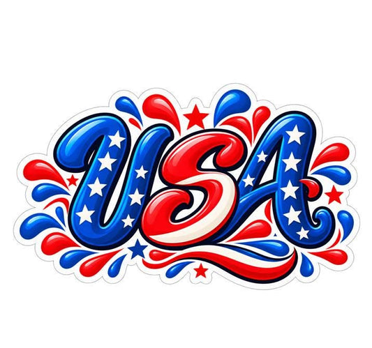 USA Sticker, Patriotic American Vinyl Decal, Red White Blue Waterproof Sticker ST 186
