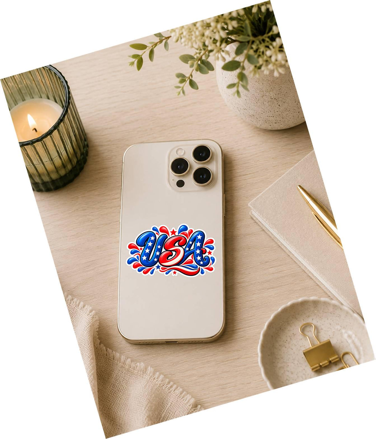 USA Sticker, Patriotic American Vinyl Decal, Red White Blue Waterproof Sticker ST 186