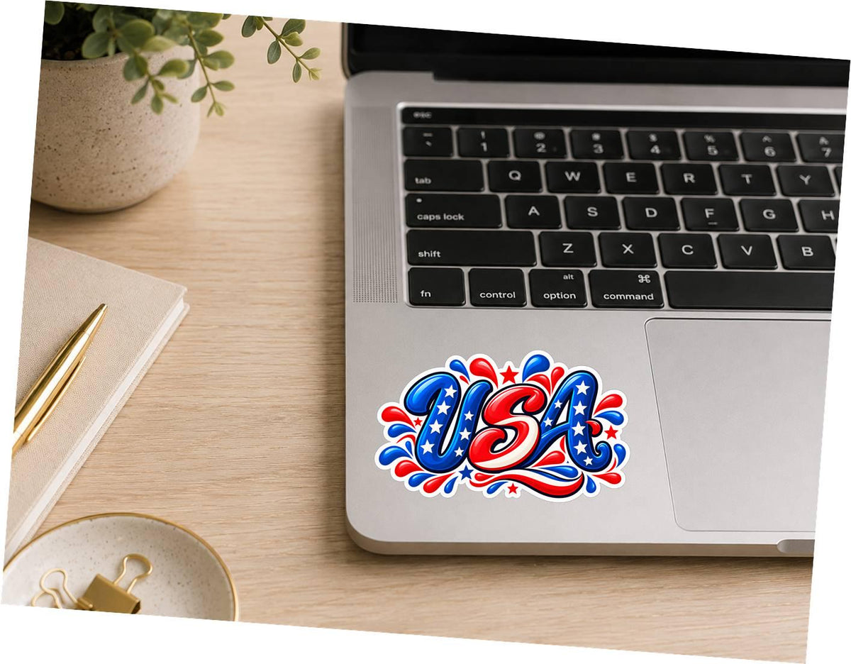 USA Sticker, Patriotic American Vinyl Decal, Red White Blue Waterproof Sticker ST 186