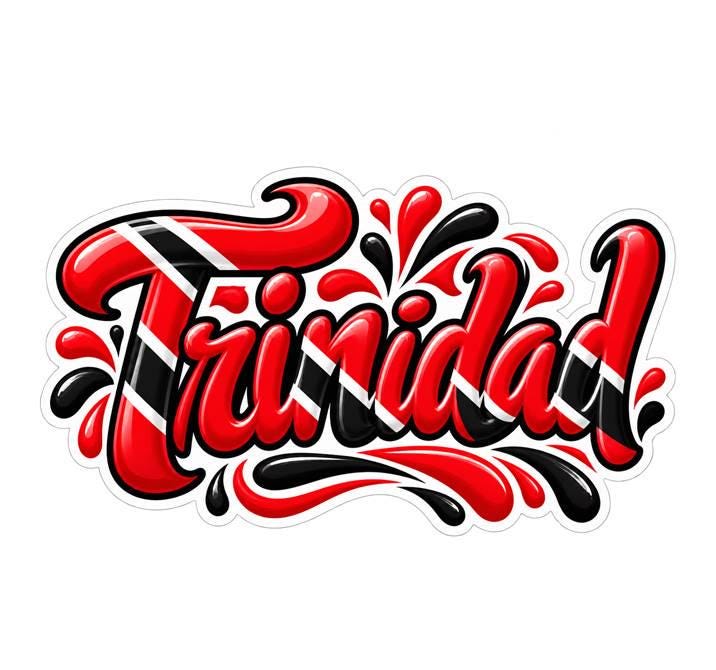 Trinidad Sticker, Trinidad and Tobago Vinyl Decal, Caribbean Flag Waterproof Sticker ST 188