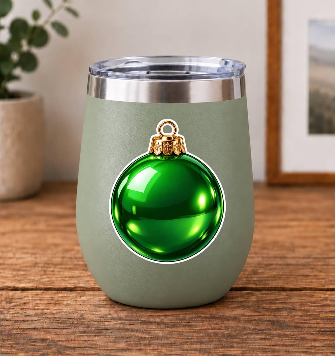 Christmas Ornament Sticker, Holiday Ball Vinyl Decal, Waterproof Laminated Christmas Sticker ST 192