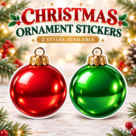 Christmas Ornament Sticker, Holiday Ball Vinyl Decal, Waterproof Laminated Christmas Sticker ST 192