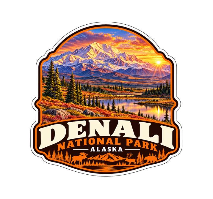 Denali National Park Sticker, Alaska Travel Vinyl Decal, National Park Sticker ST 146