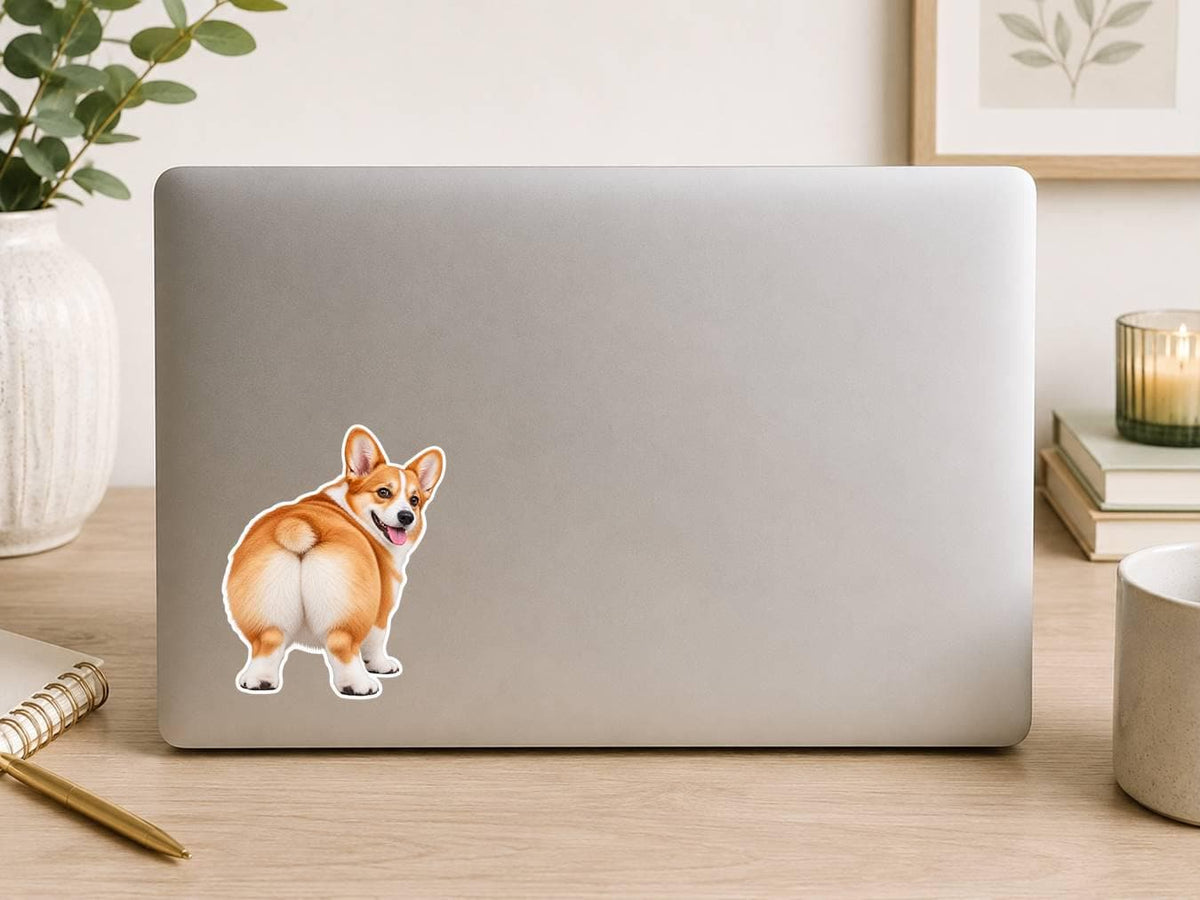 Corgi Butt Sticker, Pembroke Welsh Corgi Vinyl Decal, Funny Corgi Dog Sticker st 196