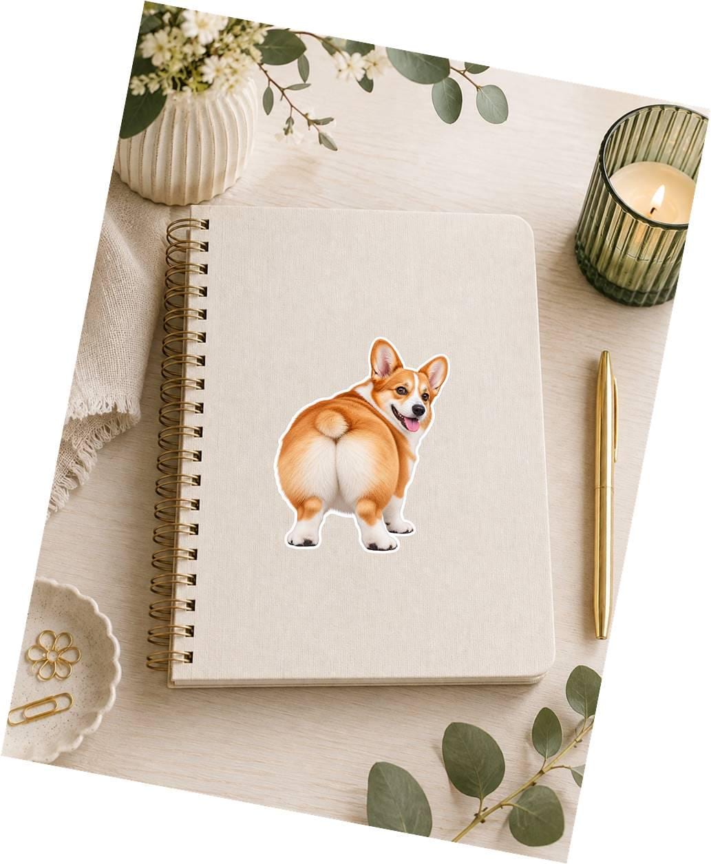 Corgi Butt Sticker, Pembroke Welsh Corgi Vinyl Decal, Funny Corgi Dog Sticker st 196