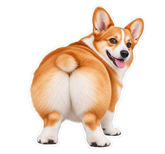 Corgi Butt Sticker, Pembroke Welsh Corgi Vinyl Decal, Funny Corgi Dog Sticker st 196
