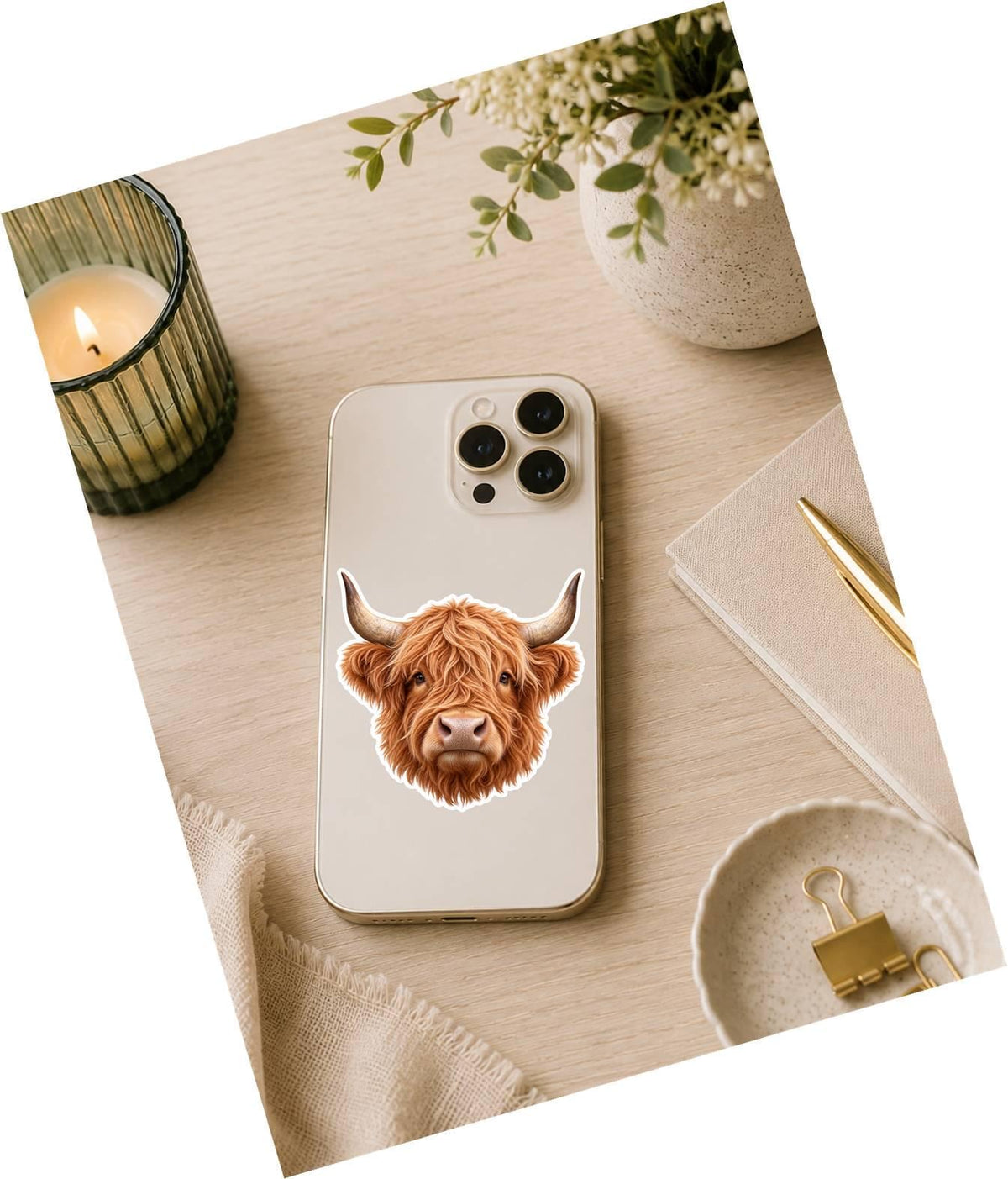 Highland Cow Sticker, Highland Cattle Vinyl Decal, Waterproof Laminated Cow Sticker st 197