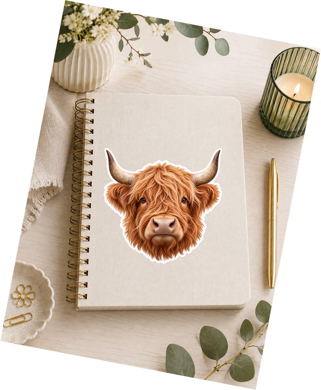Highland Cow Sticker, Highland Cattle Vinyl Decal, Waterproof Laminated Cow Sticker st 197
