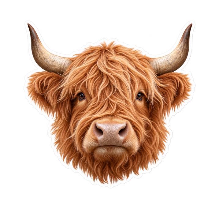 Highland Cow Sticker, Highland Cattle Vinyl Decal, Waterproof Laminated Cow Sticker st 197