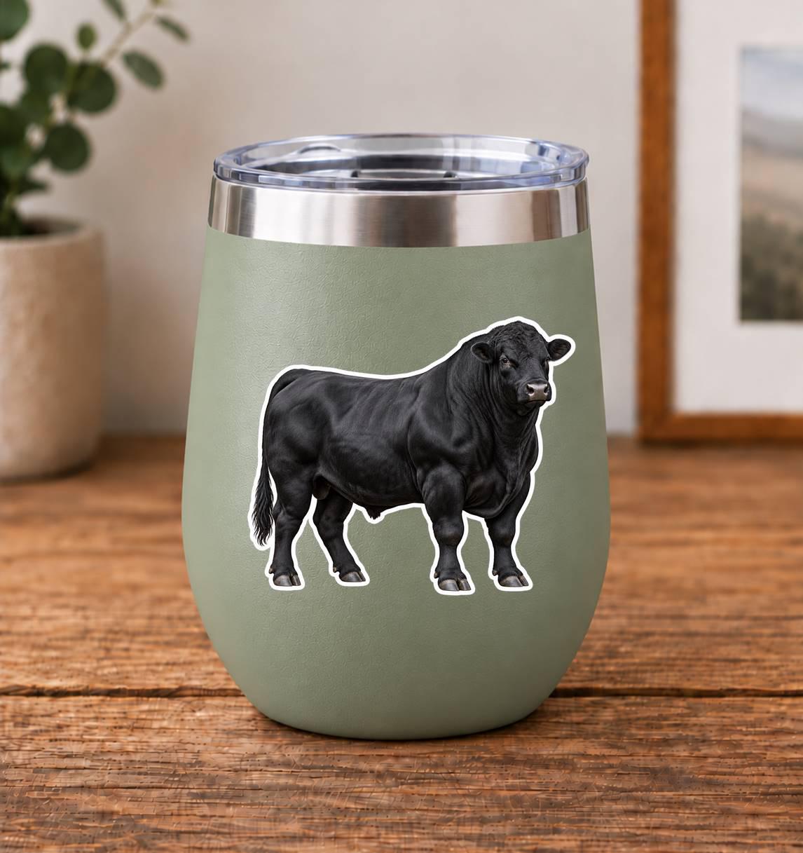 Angus Bull Sticker, Black Angus Cattle Vinyl Decal, Waterproof Cow Sticker st 198