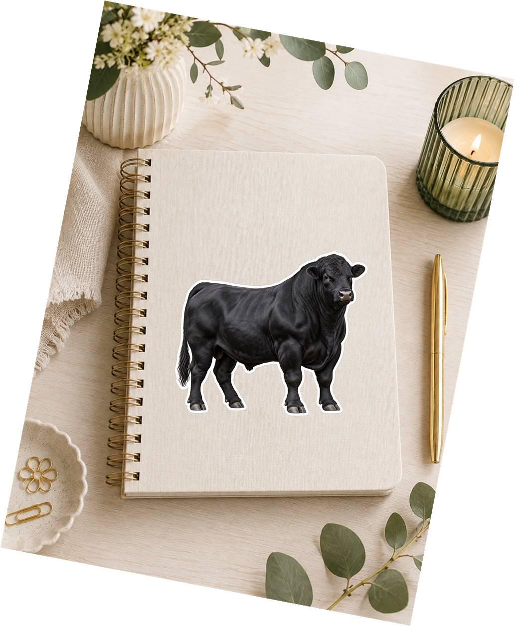 Angus Bull Sticker, Black Angus Cattle Vinyl Decal, Waterproof Cow Sticker st 198
