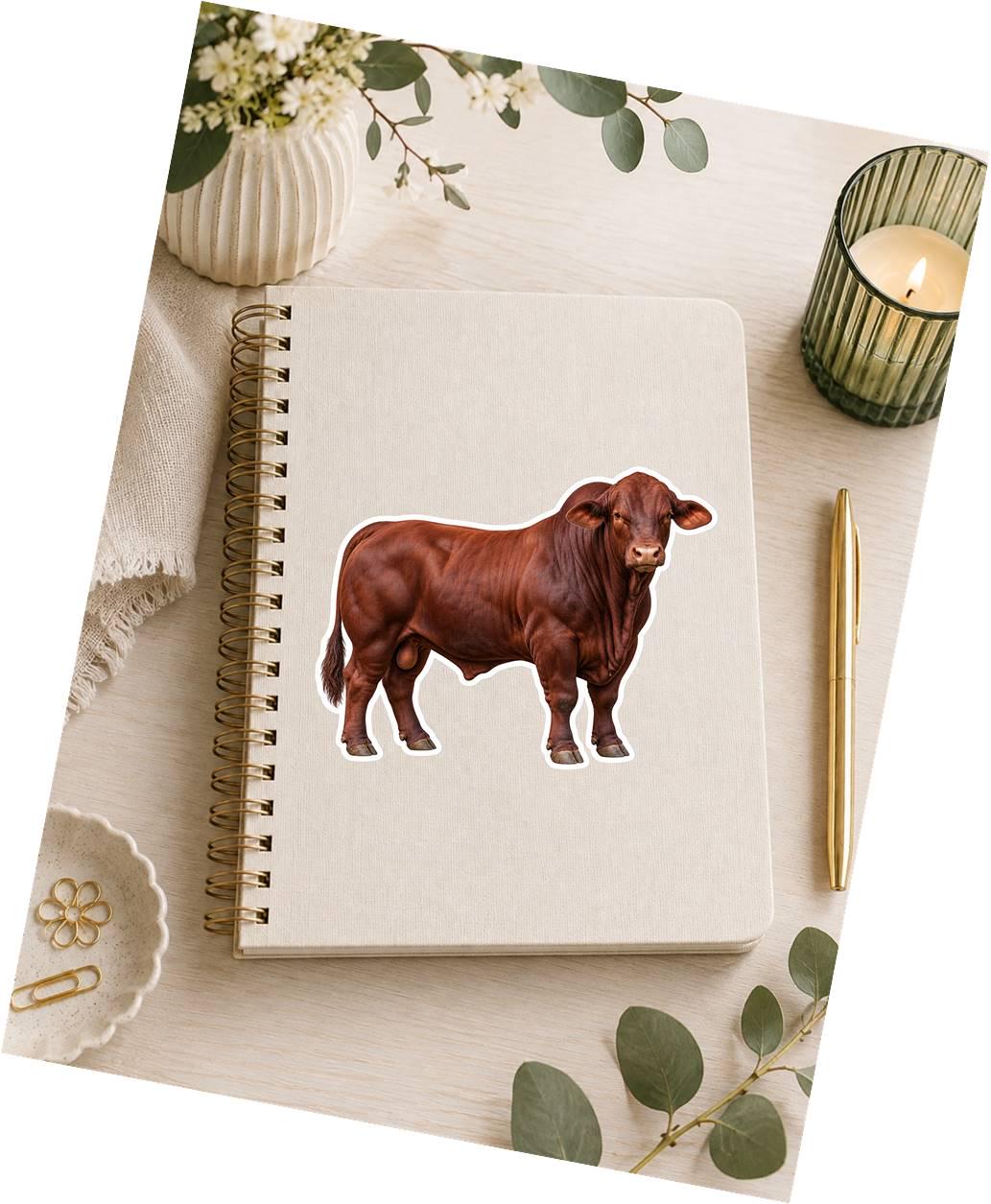 Santa Gertrudis Bull Sticker, Cattle Vinyl Decal, Waterproof Cow Sticker st 199