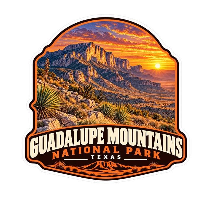 Guadalupe Mountains National Park Sticker, Texas Travel Vinyl Decal ST 153