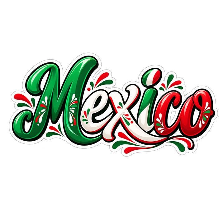 Mexico Sticker, Mexican Flag Colors Vinyl Decal, Mexico Travel Sticker ST 161