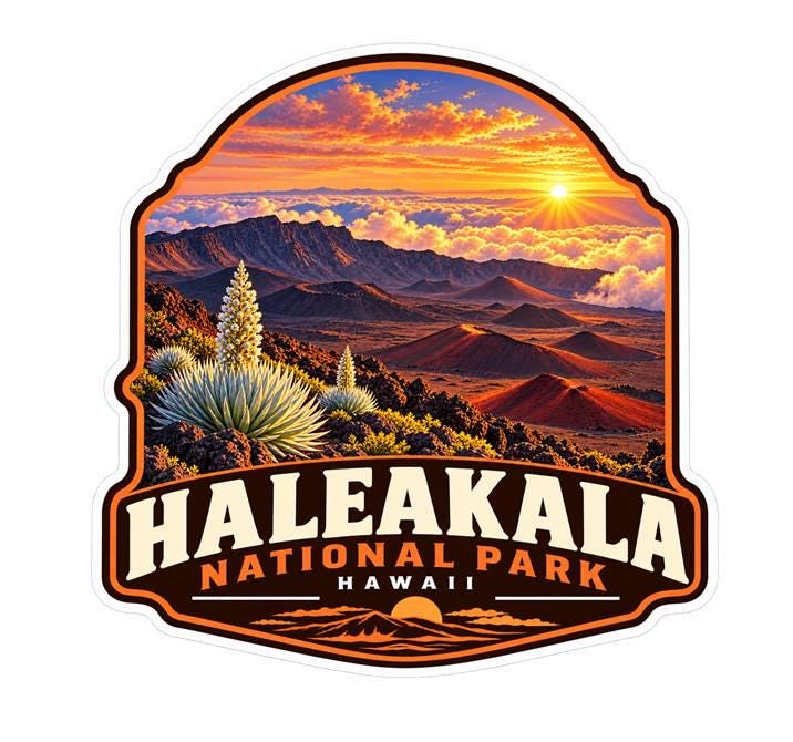 Haleakalā National Park Sticker, Maui Hawaii Travel Vinyl Decal, National Park Sticker ST 154