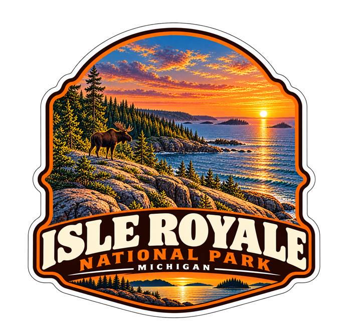 Isle Royale National Park Sticker | Michigan National Park Decal | Lake Superior Travel Sticker ST 156