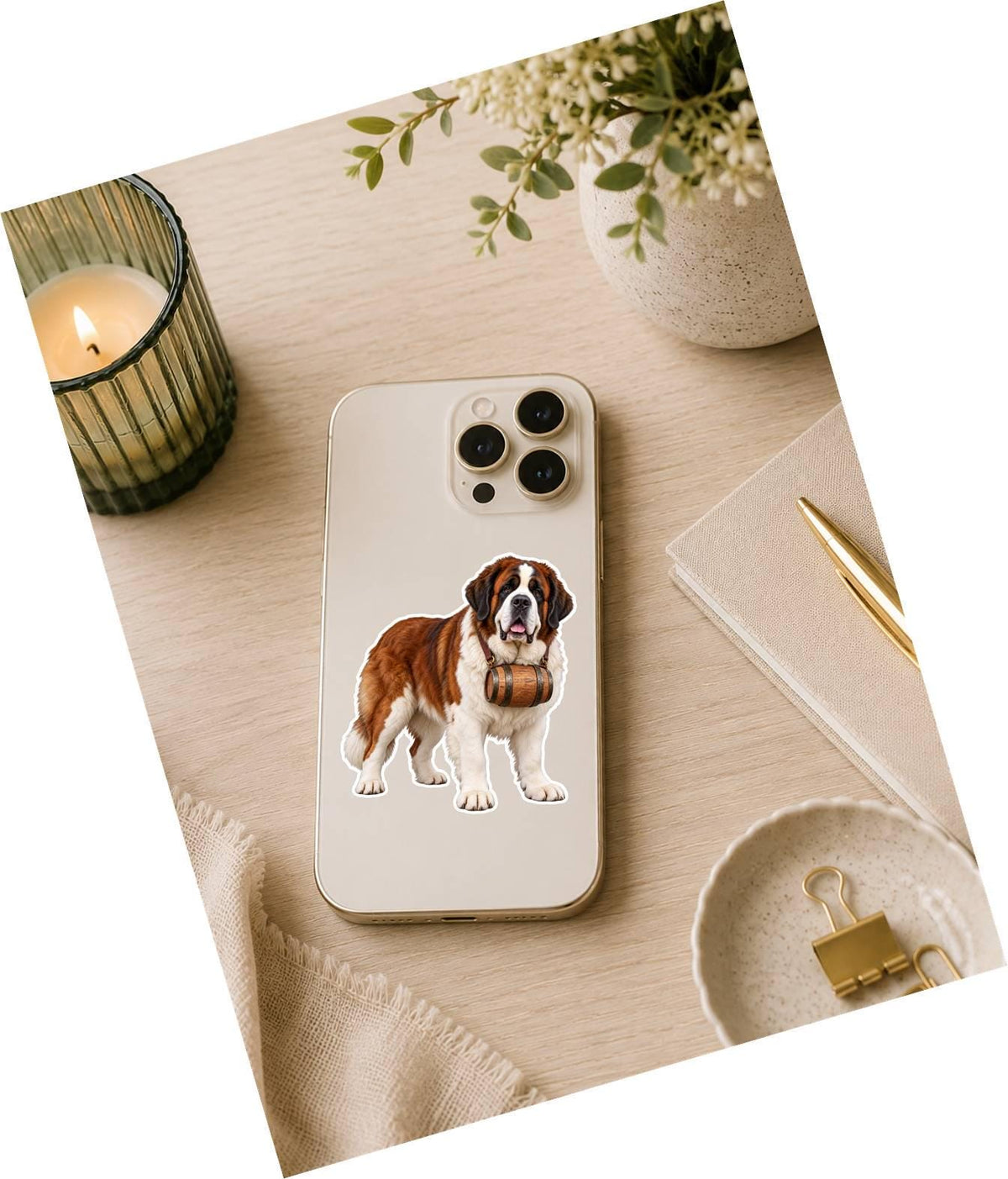 Saint Bernard Sticker | Whiskey Barrel Dog Decal | St Bernard Rescue Dog Sticker st 164