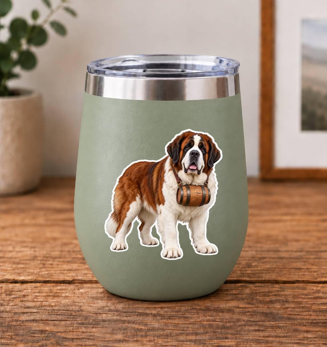 Saint Bernard Sticker | Whiskey Barrel Dog Decal | St Bernard Rescue Dog Sticker st 164