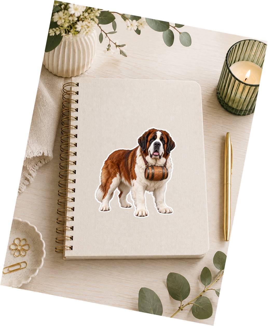 Saint Bernard Sticker | Whiskey Barrel Dog Decal | St Bernard Rescue Dog Sticker st 164