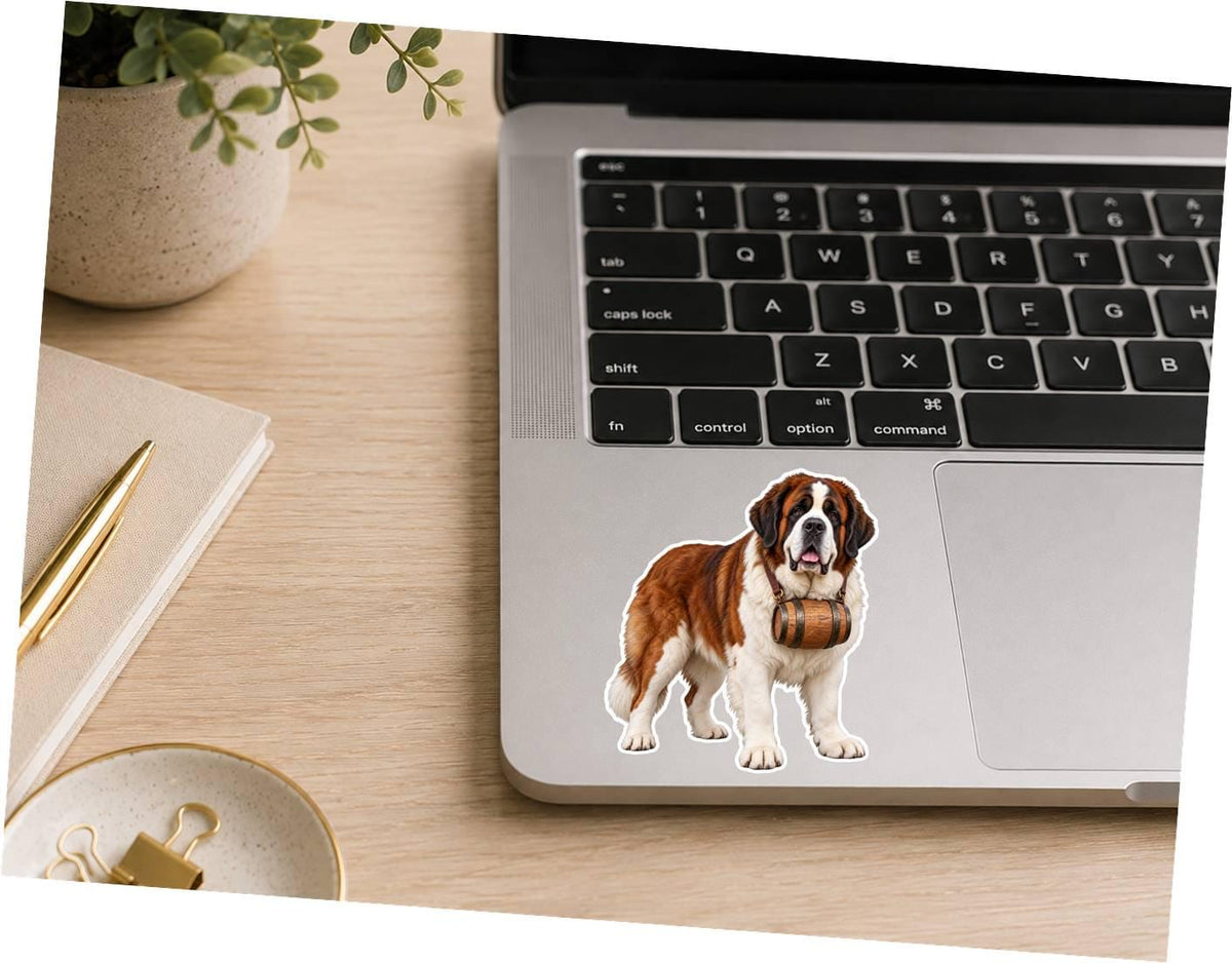 Saint Bernard Sticker | Whiskey Barrel Dog Decal | St Bernard Rescue Dog Sticker st 164