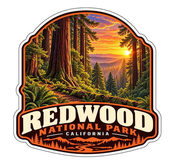 Redwood National Park Sticker, California Travel Vinyl Decal ST 206