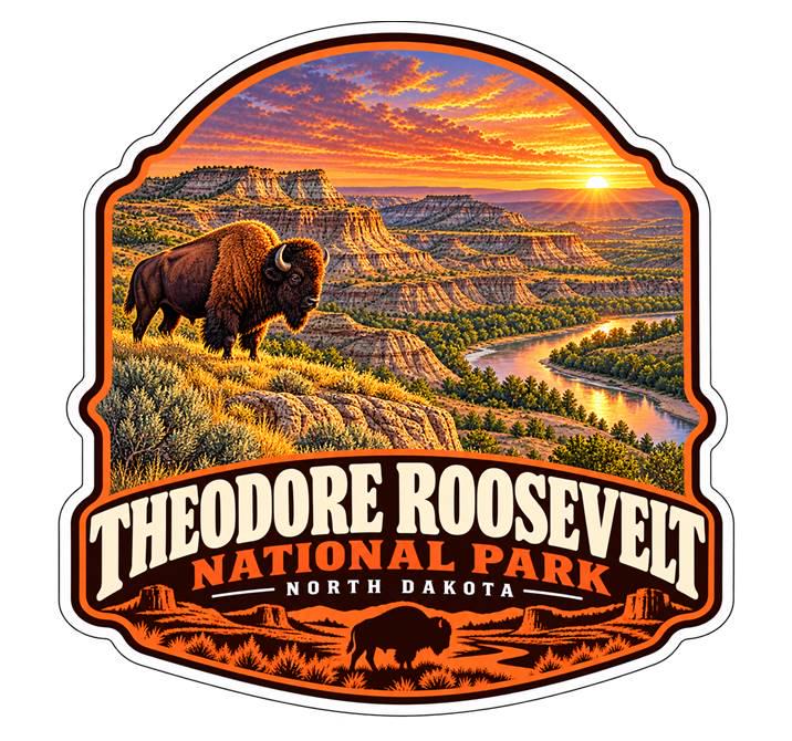 Theodore Roosevelt National Park Sticker, North Dakota Travel Vinyl Decal ST 207