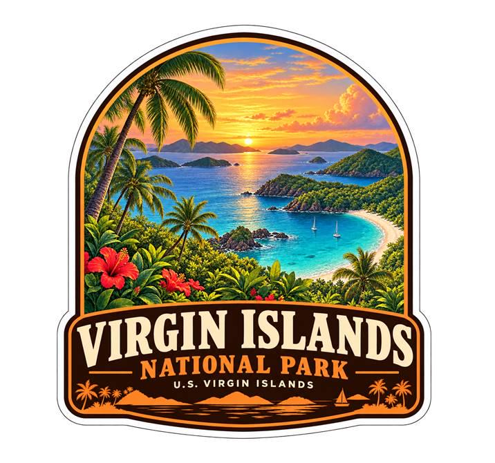 Virgin Islands National Park Sticker, U.S. Virgin Islands Travel Vinyl Decal ST 208