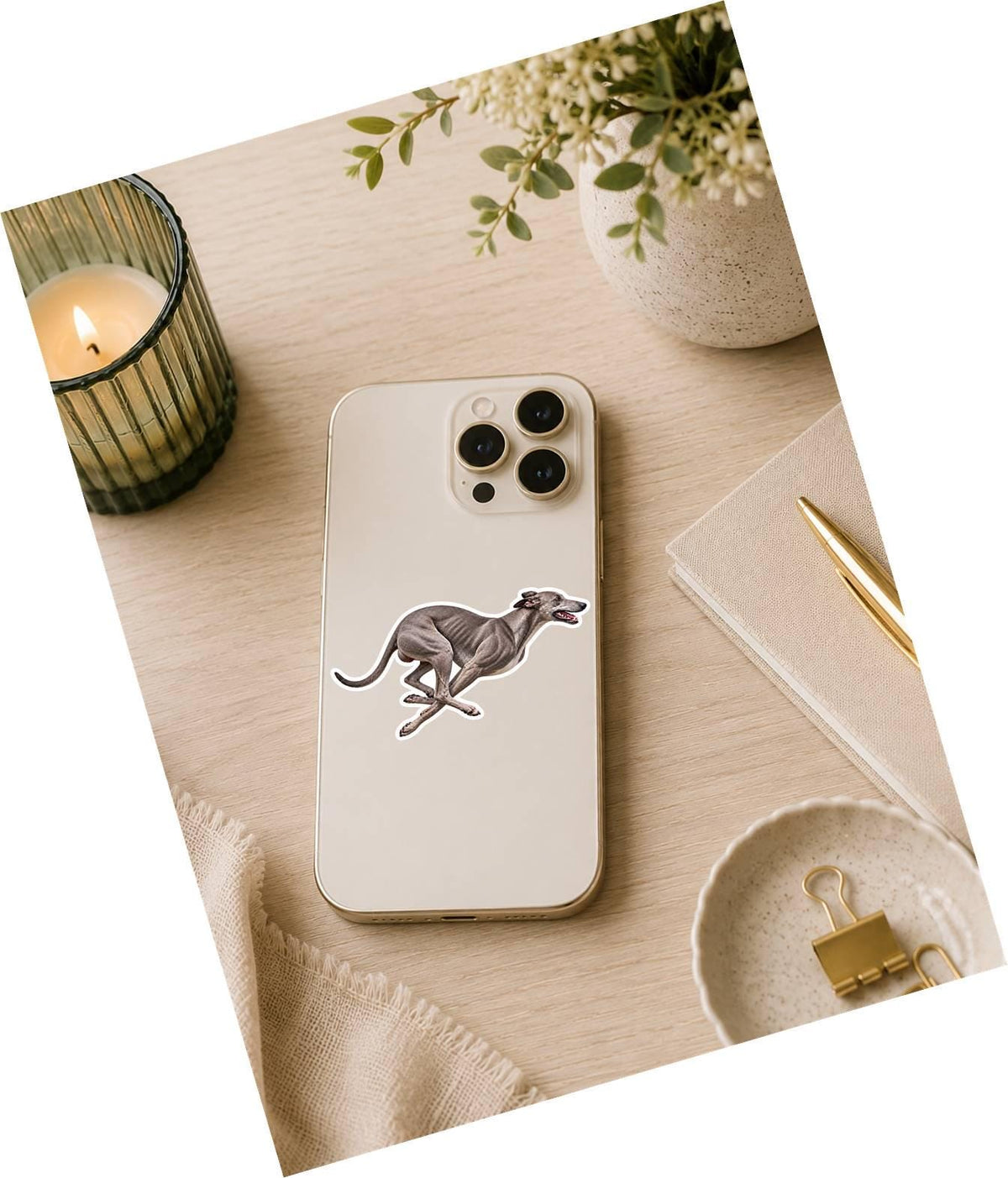 Greyhound Sticker, Running Greyhound Vinyl Decal, Waterproof Laminated Dog Sticker st 166