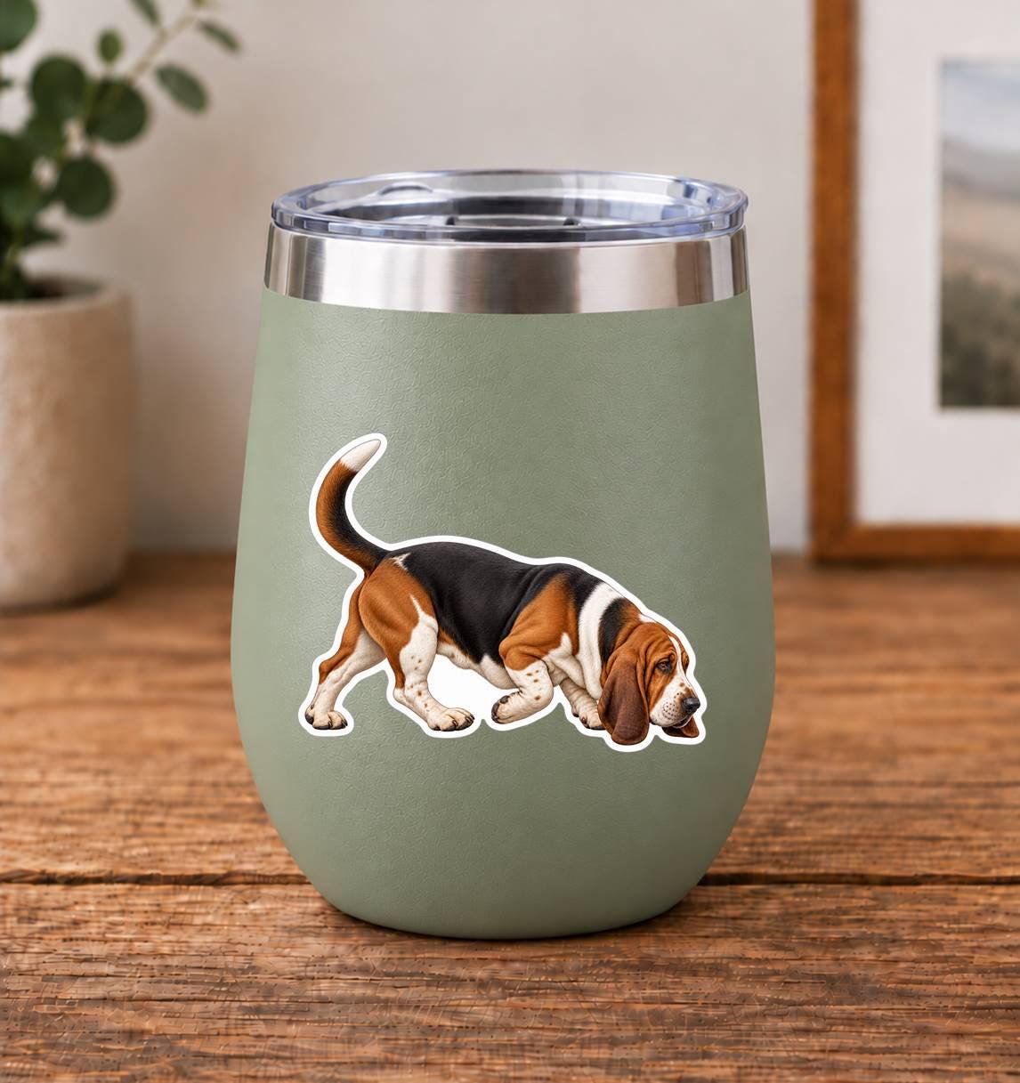 Basset Hound Sticker, Basset Hound Dog Vinyl Decal, Waterproof Laminated Dog Sticker st 167