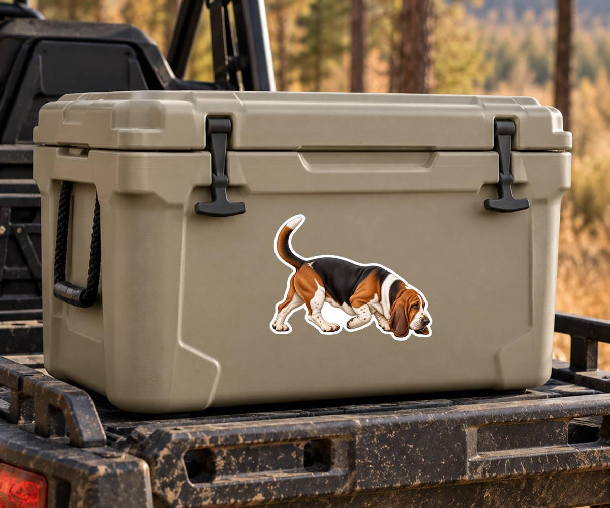 Basset Hound Sticker, Basset Hound Dog Vinyl Decal, Waterproof Laminated Dog Sticker st 167