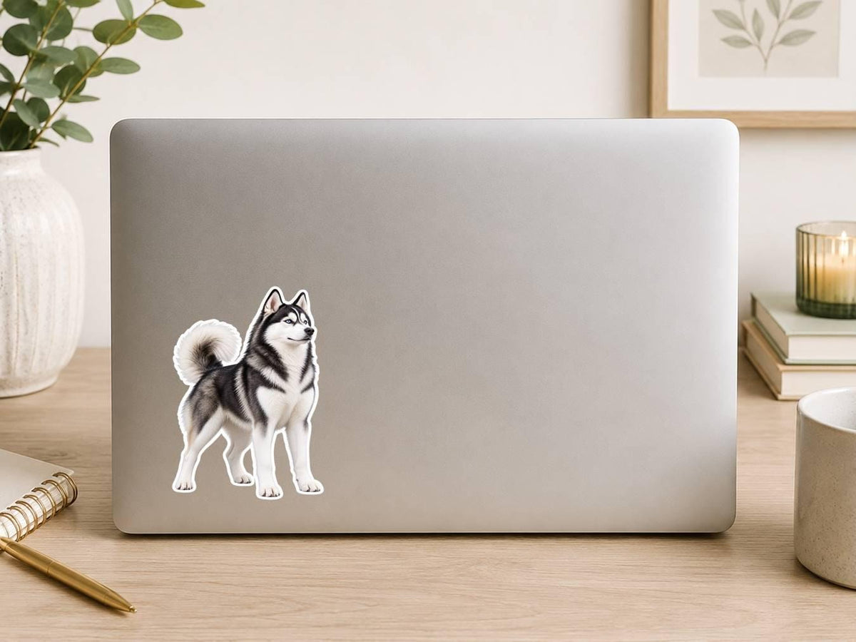 Siberian Husky Sticker, Husky Dog Vinyl Decal, Waterproof Laminated Dog Sticker ST 172