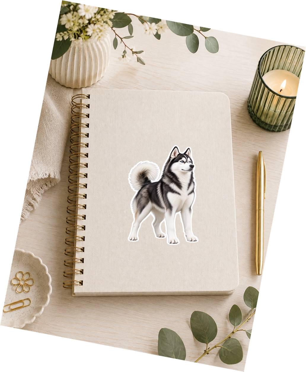 Siberian Husky Sticker, Husky Dog Vinyl Decal, Waterproof Laminated Dog Sticker ST 172