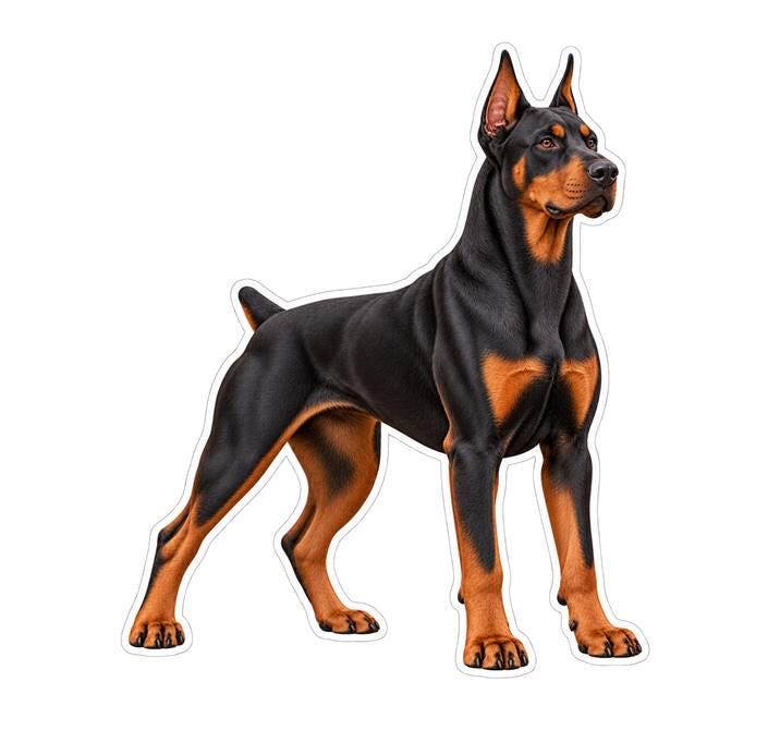 Doberman Pinscher Sticker, Doberman Dog Vinyl Decal, Waterproof Laminated Dog Sticker st 173