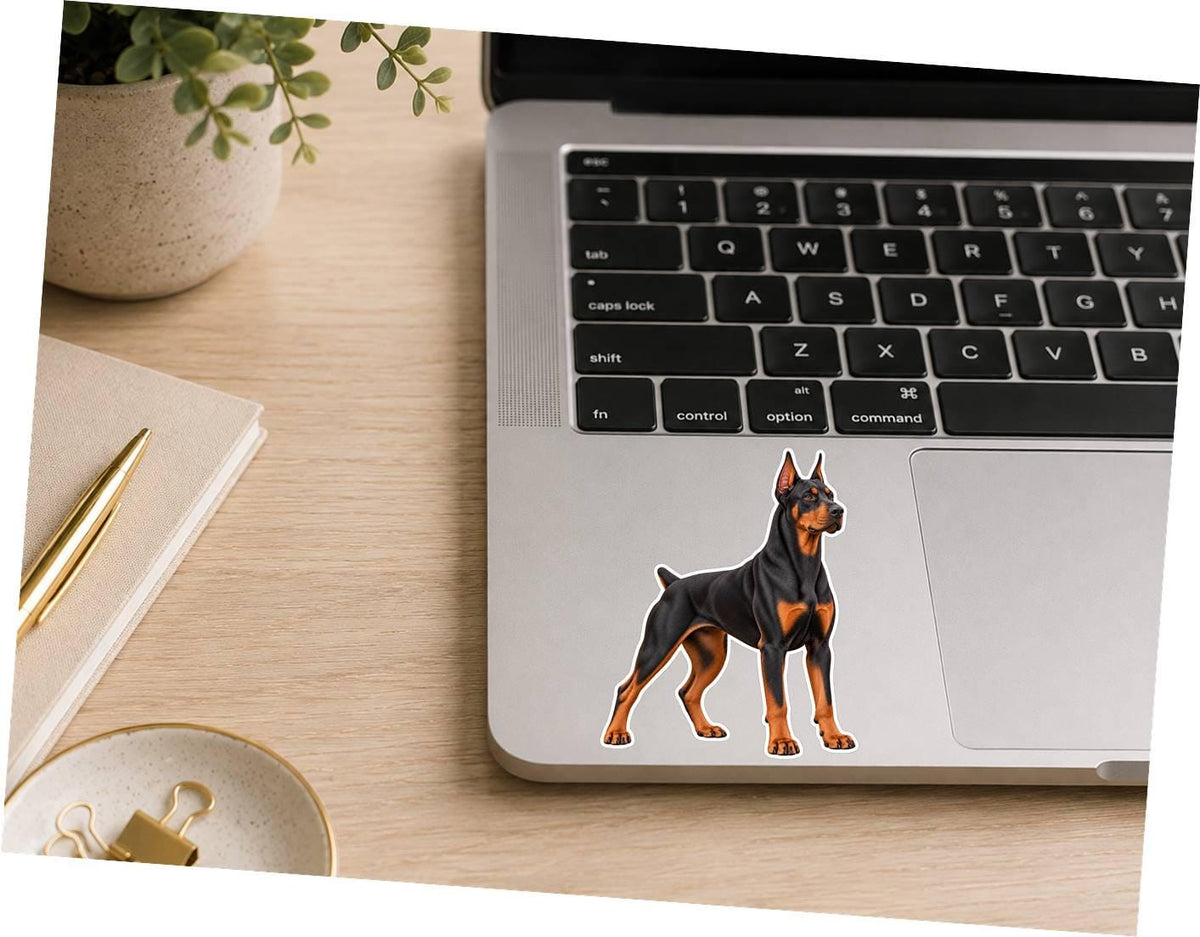 Doberman Pinscher Sticker, Doberman Dog Vinyl Decal, Waterproof Laminated Dog Sticker st 173