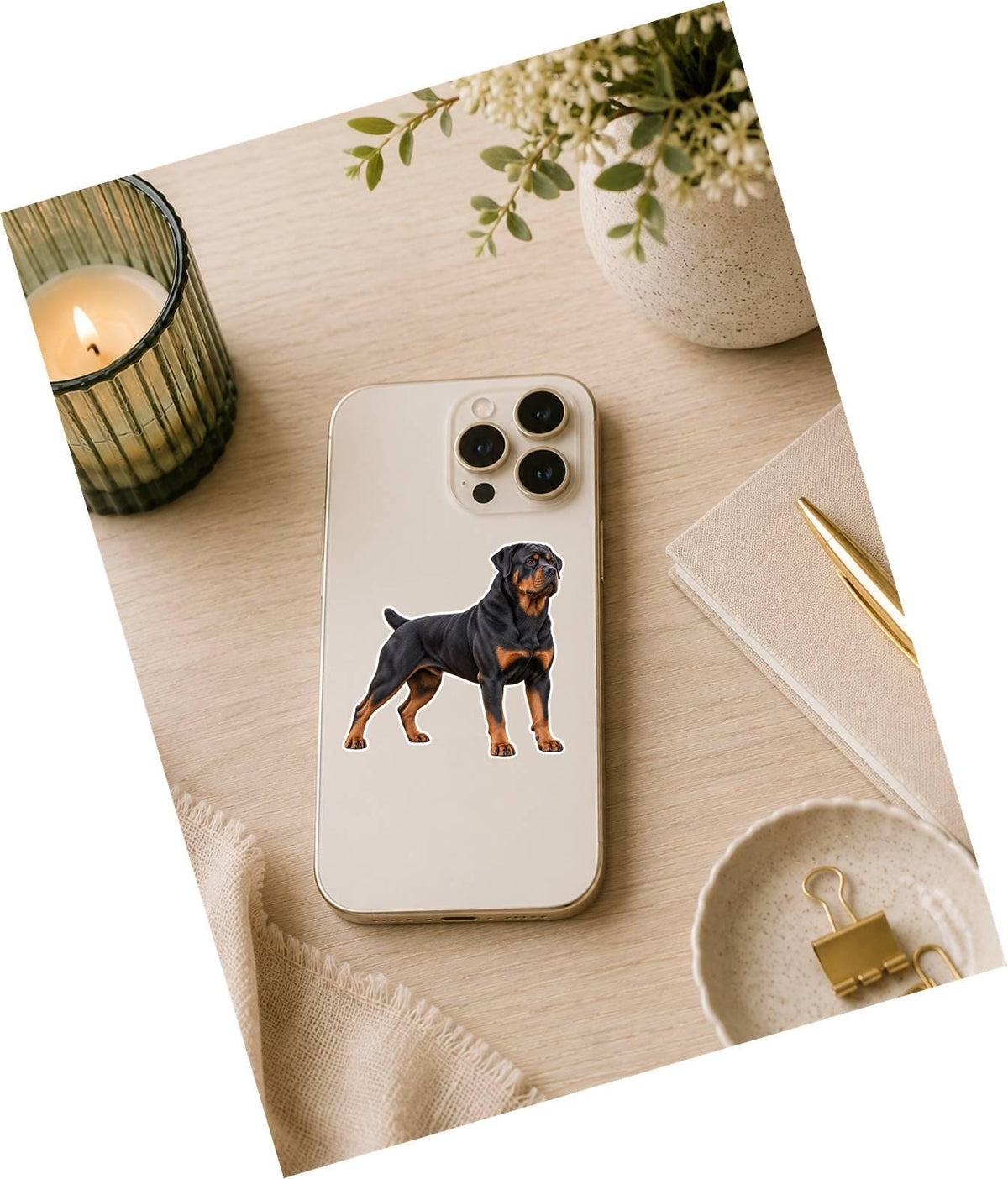 Rottweiler Sticker, Rottie Dog Vinyl Decal, Waterproof Laminated Dog Sticker ST 175