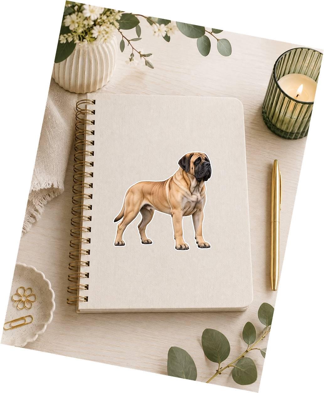 English Mastiff Sticker, Mastiff Dog Vinyl Decal, Waterproof Laminated Dog Sticker ST 177