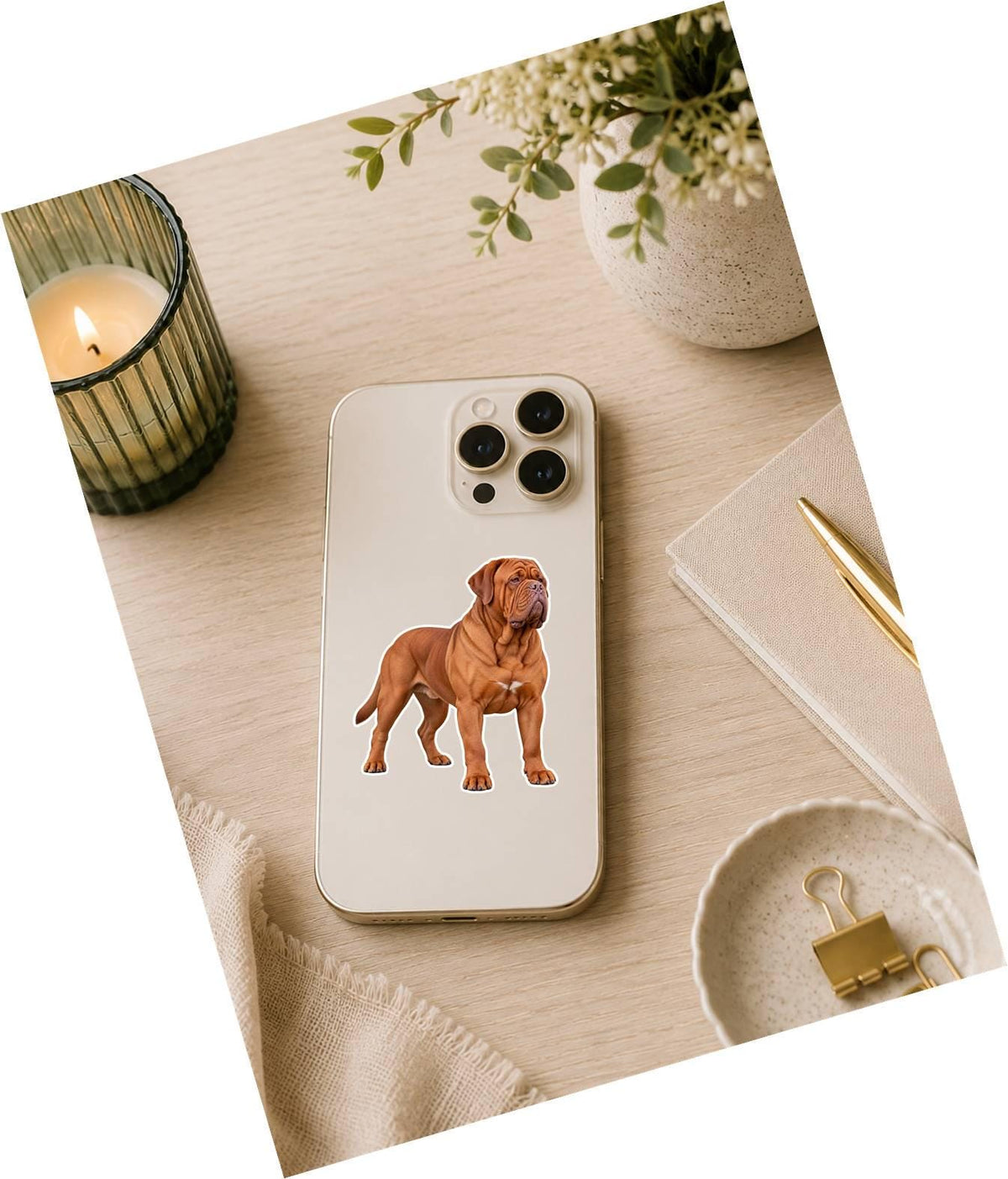Dogue de Bordeaux Sticker, French Mastiff Dog Vinyl Decal, Waterproof Laminated Dog Sticker ST 178
