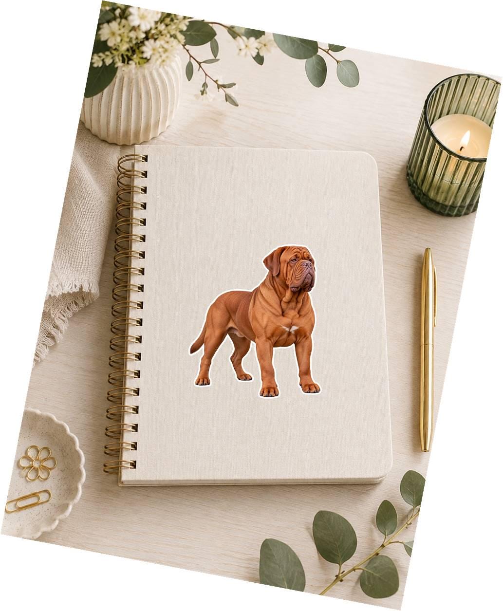 Dogue de Bordeaux Sticker, French Mastiff Dog Vinyl Decal, Waterproof Laminated Dog Sticker ST 178