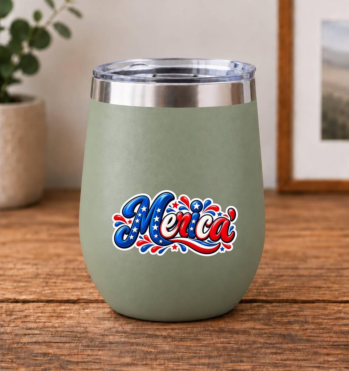 Merica Sticker, Patriotic USA Vinyl Decal, Red White Blue American Sticker ST 185