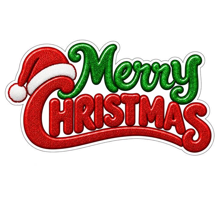 Merry Christmas Sticker, Christmas Quote Vinyl Decal, Red Green Waterproof Holiday Sticker ST 194